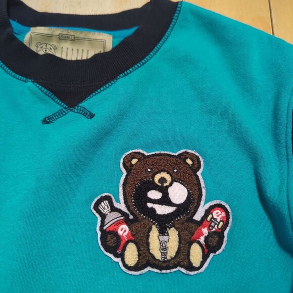 Entree LS Authentic Bear Skateboard Sweatshirt Size Small Blue Black long sleeve - Picture 5 of 16